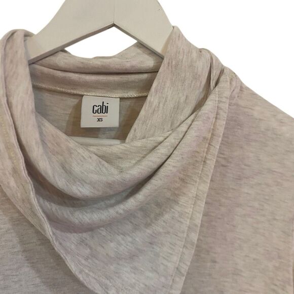 CAbi #3226 Sawyer Oatmeal Cream Asymmetrical Cowl Neck Long Sleeved Top XS - Picture 2 of 4